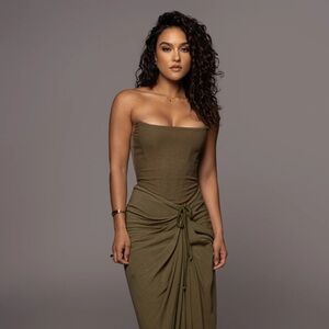 NWOT JLUXLABEL OLIVE  FENIX REVERSIBLE LINEN CORSET SMALL